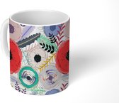 Mok - Koffiemok - Bloemen - Abstract - Design - Regenboog - Mokken - 350 ML - Beker - Koffiemokken - Theemok