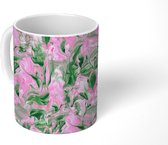 Mok - Verf - Marmer print - Roze - Groen - Patronen - Mokken - 350 ML - Beker - Uitdeelcadeautjes