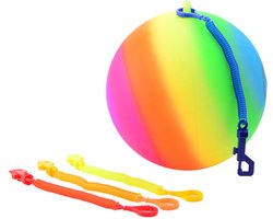 foto van Johntoy Regenboogbal Met Keycord Maat 5 - 24 cm