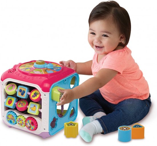 VTech Baby Activiteiten Kubus - Educatief Babyspeelgoed - Dieren, Cijfers en Kleuren - Cadeau - Van 9 tot 36 Maanden - Roze van Vtech — afbeelding 4