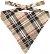 hondenhalsdoek ruiten zwart/beige maat S