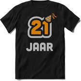 21 Jaar Feest kado T-Shirt Heren / Dames - Perfect Verjaardag Cadeau Shirt - Goud / Zilver - Maat 3XL