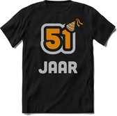 51 Jaar Feest kado T-Shirt Heren / Dames - Perfect Verjaardag Cadeau Shirt - Goud / Zilver - Maat M