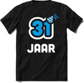 31 Jaar Feest kado T-Shirt Heren / Dames - Perfect Verjaardag Cadeau Shirt - Wit / Blauw - Maat 3XL