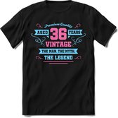 36 Jaar Legend - Feest kado T-Shirt Heren / Dames - Licht Blauw / Licht Roze - Perfect Verjaardag Cadeau Shirt - grappige Spreuken, Zinnen en Teksten. Maat XXL