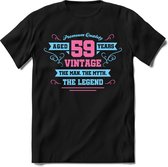 59 Jaar Legend - Feest kado T-Shirt Heren / Dames - Licht Blauw / Licht Roze - Perfect Verjaardag Cadeau Shirt - grappige Spreuken, Zinnen en Teksten. Maat XL