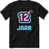 12 Jaar Feest kado T-Shirt Heren / Dames - Perfect Verjaardag Cadeau Shirt - Licht Blauw / Licht Roze - Maat XL