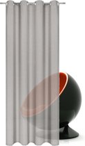 JEMIDI Kant-en-klaar gordijn in linnenlook - Gordijn met ringen 140 x 245 cm - Transparant decoratief gordijn - Anthraciet