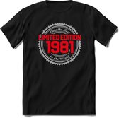 1981 Limited Edition | Feest Kado T-Shirt Heren - Dames | Zilver - Rood | Perfect Verjaardag Cadeau Shirt | Grappige Spreuken - Zinnen - Teksten | Maat L