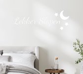 Stickerheld - Muursticker Lekker slapen - Slaapkamer - Droom zacht - Sweet dreams - Nederlandse Teksten - Mat Wit - 41.3x116.3cm