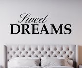 Stickerheld - Muursticker Sweet dreams - Slaapkamer - Droom zacht - Slaap lekker - Engelse Teksten - Mat Zwart - 55x162.8cm