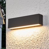 Lucande - LED wandlamp buiten - 1licht - aluminium, glas - H: 5 cm - grafiet, gesatineerd - Inclusief lichtbron