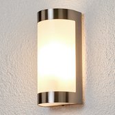 Lindby - Wandlampen buiten - 1licht - roestvrij staal, polycarbonaat - H: 25.6 cm - E27 - roestvrij staal, opaalwit
