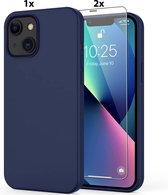 Hoesje Geschikt voor iPhone 11 Pro Hoesje Soft Nano Silicone Backcover Gel Navy Blauw Met 2x Glazen screenprotector