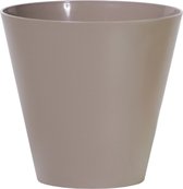 Plantenpot/bloempot kunststof dia 30 cm en hoogte 28 cm taupe/beige voor binnen/buiten