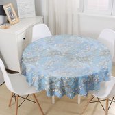 Rond Tafelkleed Ø140cm - De Groen Home - Bedrukt Velvet Textiel - Amandelbloesem, Van Gogh - Tafelkleed