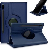 Hoesje Geschikt Voor Samsung Galaxy Tab S8 hoes Draaibare Book Case Cover Donker Blauw - Hoesje Geschikt Voor Samsung Galaxy Tab S8 hoesje 2022 - Tab S7 hoes 11 inch Tablet Hoes