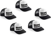 8x stuks zwart vrijgezellenfeest snapback cap/ truckers pet Bride Squad dames - Vrijgezellenfeest vrouw artikelen/ petjes