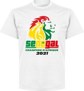 Senegal Afrika Cup Winnaars 2021 T-Shirt - Wit - Kinderen - 140