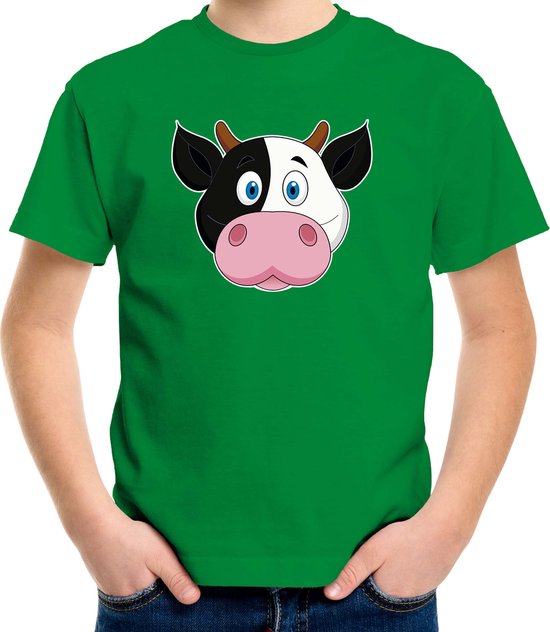 T-shirt vache dessin animé vert pour garçons et filles - Vêtements enfants / t-shirts animaux enfants 158/164