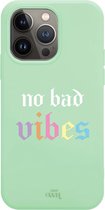 iPhone 13 Pro - No Bad Vibes Green - iPhone Rainbow Quotes Case