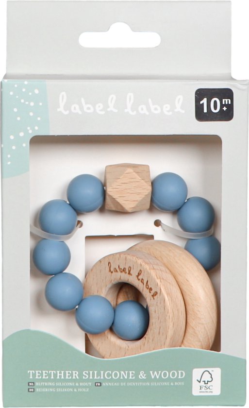 Label Label Blauw Hout & Silicone Kralen Bijtring LLST-15195 van Label Label — afbeelding 3