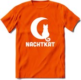 Nachtkat- Katten T-Shirt Kleding Cadeau | Dames - Heren - Unisex | Kat / Dieren shirt | Grappig Verjaardag kado | Tshirt Met Print | - Oranje - 3XL