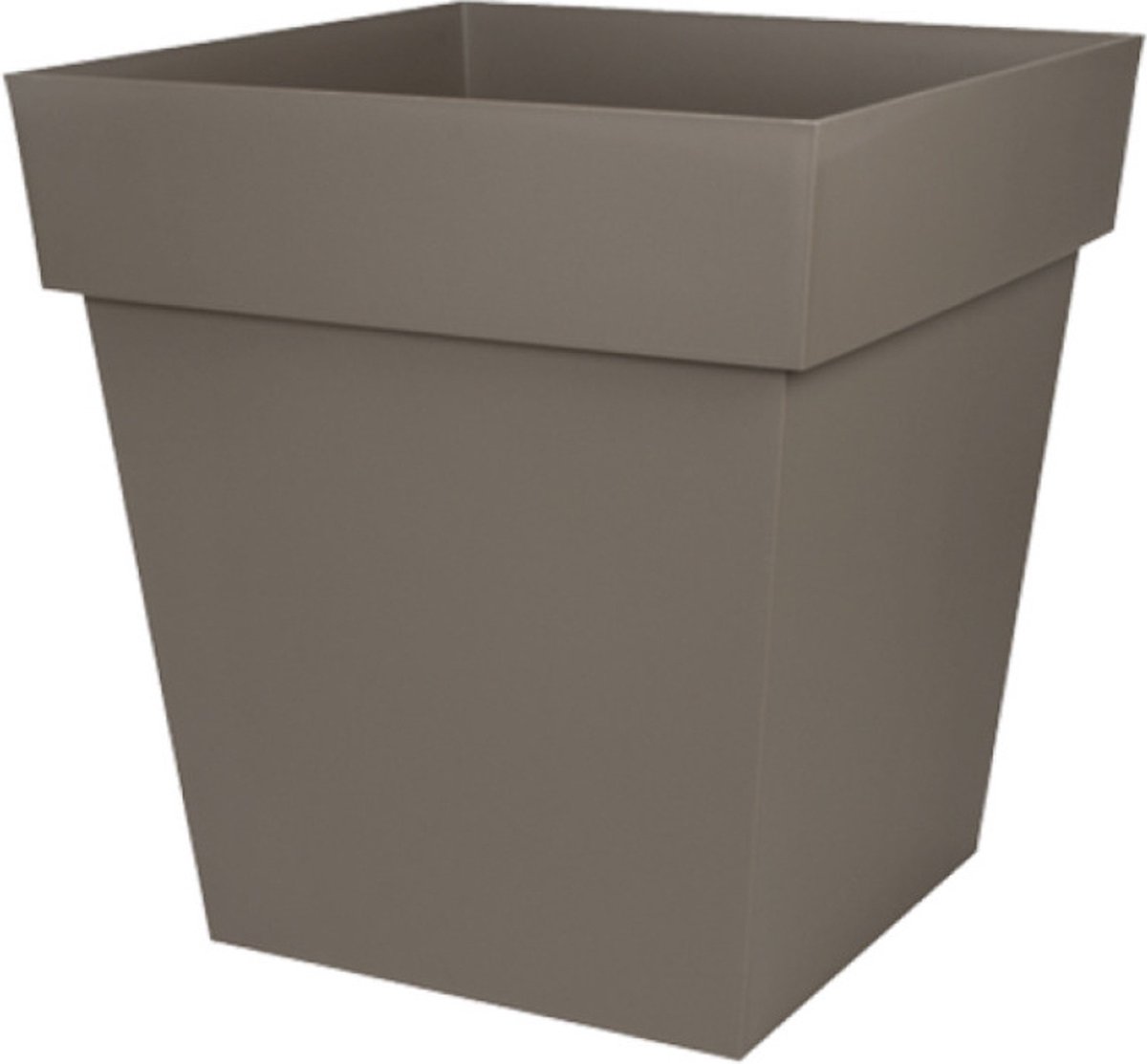 Bloempot Toscane vierkant kunststof taupe L39 x B39 x H39 cm - 38 liter - Bloempotten/plantenpotten