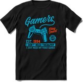 Gamers play smart | Gaming kado T-Shirt heren - dames | Blauw-Oranje | Perfect game pc cadeau shirt | Grappige console spreuken - zinnen - teksten Maat XXL