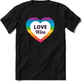 Love wins | Pride T-Shirt Heren - Dames - Unisex | LHBTI / LGBT / Gay / Homo / Lesbi |Cadeau Shirt | Grappige Love is Love Spreuken - Zinnen - Teksten Maat S
