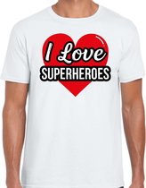 I love superheroes / superhelden verkleed t-shirt wit - heren - Superhelden/ superhelden thema verkleed outfit / kleding S