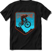 Extreme Sport | TSK Studio Mountainbike kleding Sport T-Shirt | Blauw - Oranje | Heren / Dames | Perfect MTB Verjaardag Cadeau Shirt Maat XL