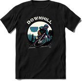 Downhill | TSK Studio Mountainbike kleding Sport T-Shirt | Blauw - Paars | Heren / Dames | Perfect MTB Verjaardag Cadeau Shirt Maat S