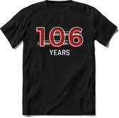 105 Years - Feest kado T-Shirt Heren / Dames - Rood / Grijs - Perfect Verjaardag Cadeau Shirt - grappige Spreuken, Zinnen en Teksten. Maat 3XL