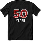 50 Years - Abraham Feest kado T-Shirt Heren / Dames - Rood / Grijs - Perfect Verjaardag Jubileum Cadeau Shirt - grappige Spreuken, Zinnen en Teksten. Maat 3XL