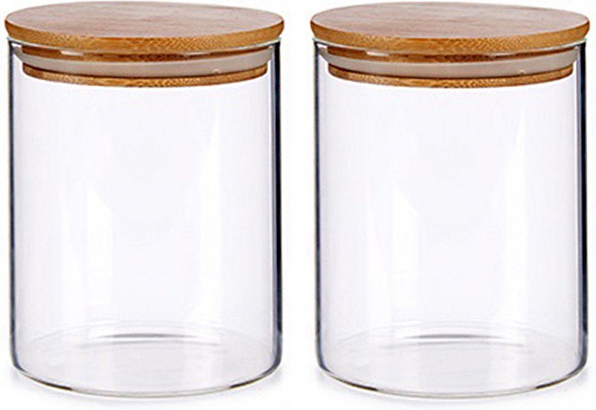 Set van 4x stuks glazen luxe keuken voorraadpot/voorraadbus 870 ml- Voorraadbussen met luchtdichte deksel - Afmeting: 10 x 12.5 cm