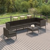 8-delige Loungeset met kussens poly rattan grijs