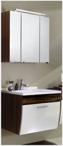 Wastafelset badkamermeubel hoogglans wit, notenkleurig, 70cm wastafel incl. waskom, LED (2-delig)