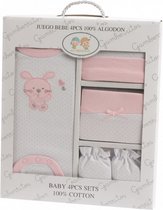 babykledingset katoen roze one size 4-delig