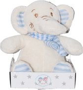 knuffelolifant junior 10 x 16 cm pluche wit/blauw