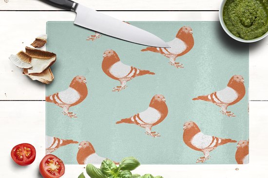 Planche à découper en Verres - 39x28 - Duif - Vogel - Motif - Planches à découper en Glas