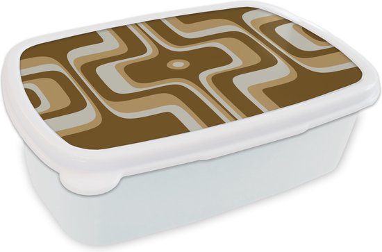 Wit Lunchbox - Brooddoos - Retro - Design - Bruin - 18x12x6 -... bol.com