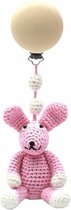 kinderwagenhanger konijn 20 cm roze