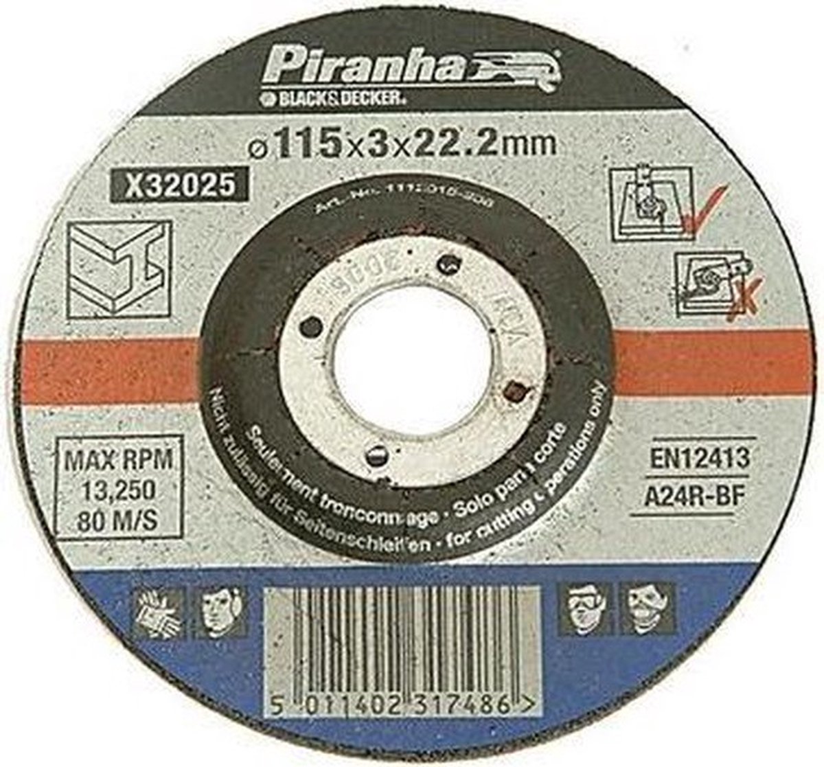 Doorslijpschijf voor metaal Ø 115 x 3,2 mm; Ø 22 mm X32025-QZ