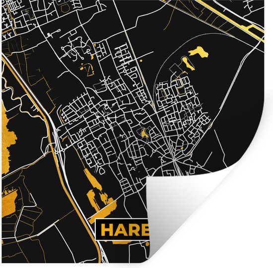 Stickers muraux - Cheveux - Black and Gold et Or - Plan de la ville - Carte - Plan d'étage - 120x120 cm - Feuille adhésive XXL