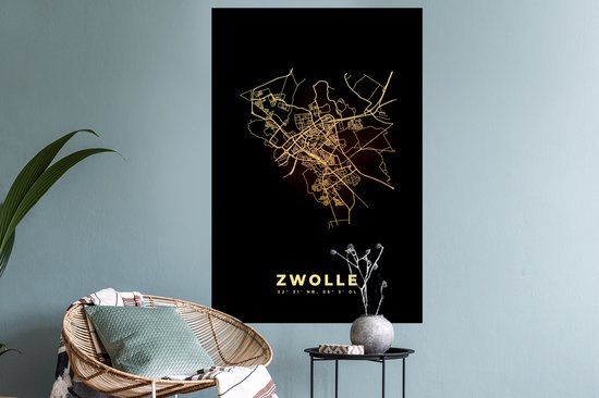 Stickers muraux - Carte - Zwolle - Plan de la ville - Carte - 60x90 cm - Feuille adhésive