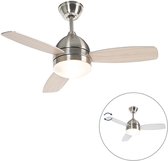 QAZQA rotar - Plafond ventilator met Verlichting | Lamp en Afstandsbediening - 2 lichts - Ø 960 mm - Staal - Woonkamer | Slaapkamer | Keuken