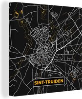 Peinture sur toile Saint-Trond - Plan de la ville - Plan d'étage - Carte - Or - 90x90 cm - Décoration murale