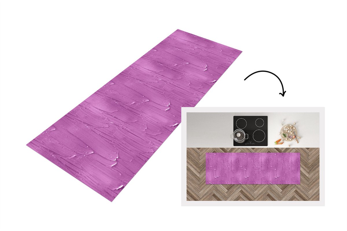 KitchenYeah Keukenloper - Loper keuken - Patronen - Verf - Paars - 150x50 cm - Keukenloper vinyl Multicolor