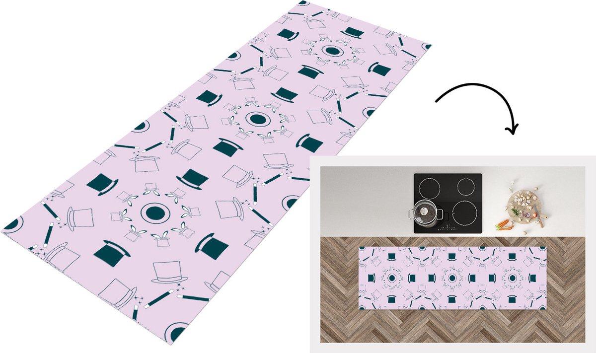 KitchenYeah Keukenloper - Loper keuken - Goochelaar - Patronen - Konijnen - Keukenloper vinyl multicolor, foto 4